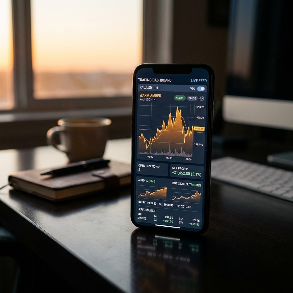 Pannello di controllo della piattaforma di trading crypto AI Marcolanodche su smartphone